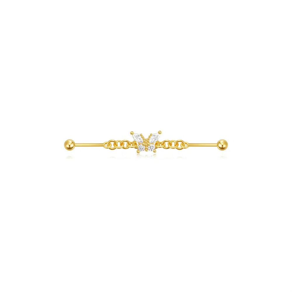 925 Sterling Silver Chain Industrial Barbell Thread Piercing