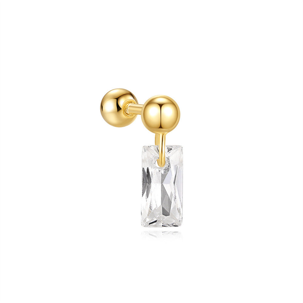 925 Sterling Silver Stone Splicing Ear Piercing Stud