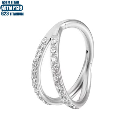 G23 Titanium Waterproof Double Pave CZ Cartilage Hoop