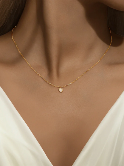 925 Sterling Silver Classic Heart Opal Necklace