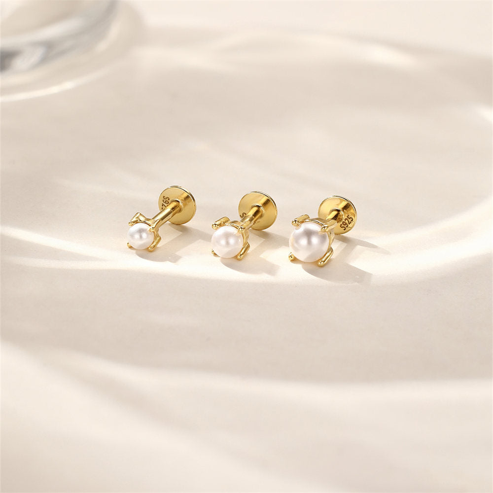 S925 Minimalist Freshwater Pearl Flatback Piercing Stud