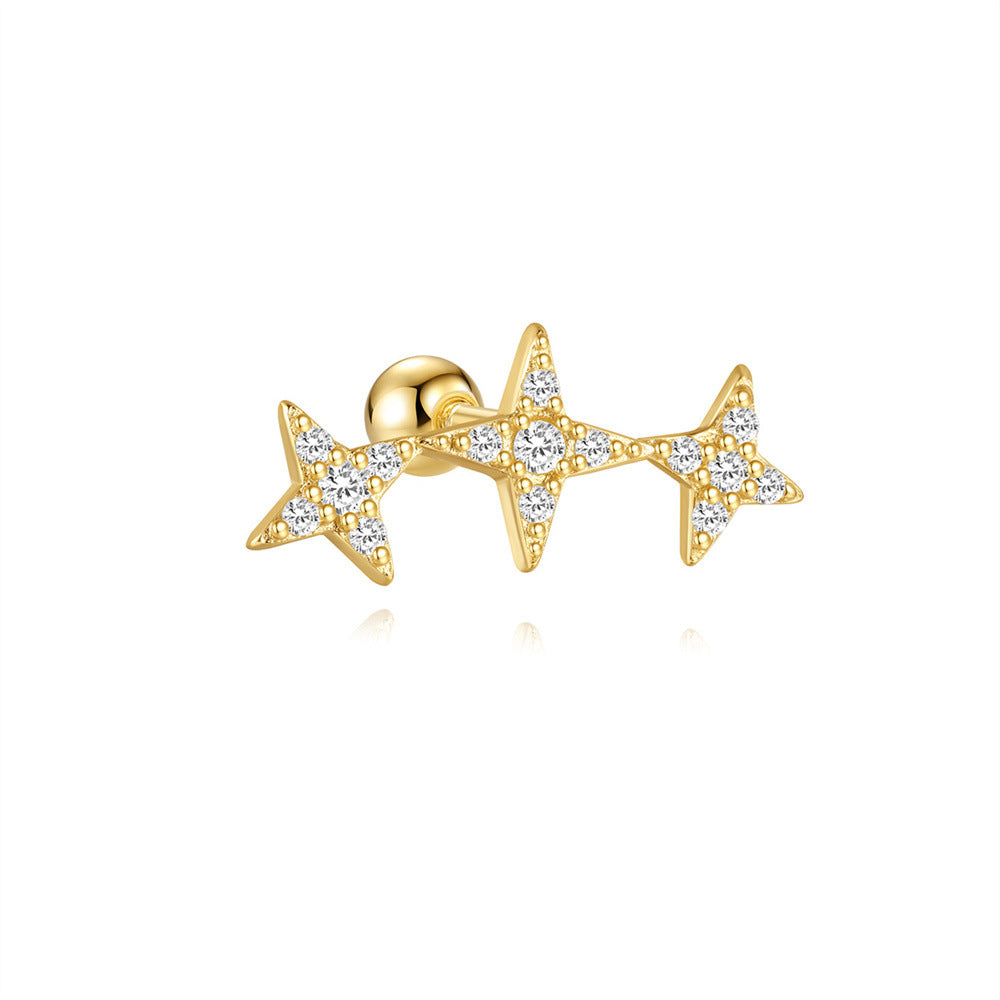 925 Sterling Silver Stone Splicing Ear Piercing Stud
