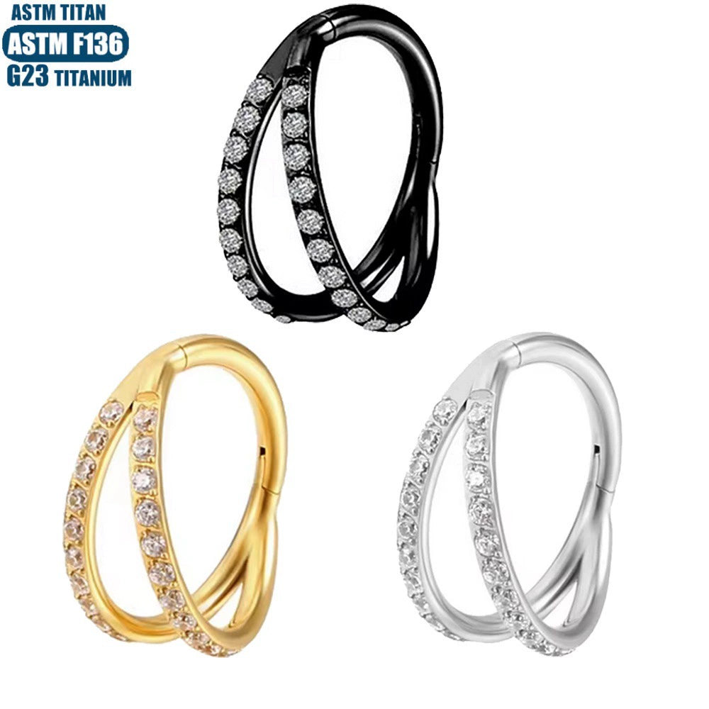 G23 Titanium Waterproof Double Pave CZ Cartilage Hoop