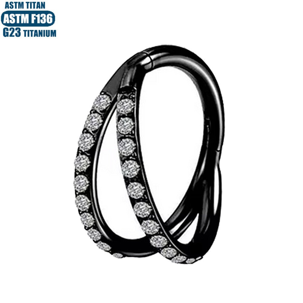 G23 Titanium Waterproof Double Pave CZ Cartilage Hoop