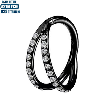G23 Titanium Waterproof Double Pave CZ Cartilage Hoop