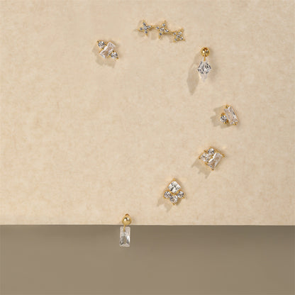 925 Sterling Silver Stone Splicing Ear Piercing Stud