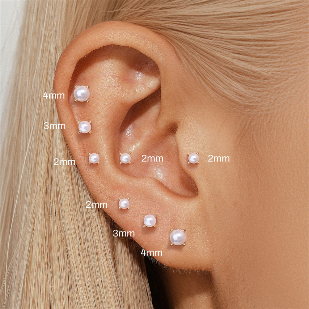 S925 Minimalist Freshwater Pearl Flatback Piercing Stud