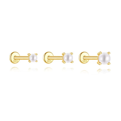 S925 Minimalist Freshwater Pearl Flatback Piercing Stud