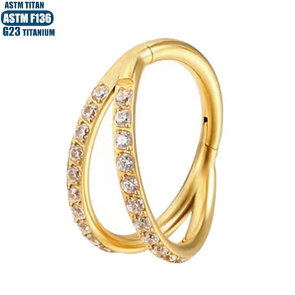 G23 Titanium Waterproof Double Pave CZ Cartilage Hoop