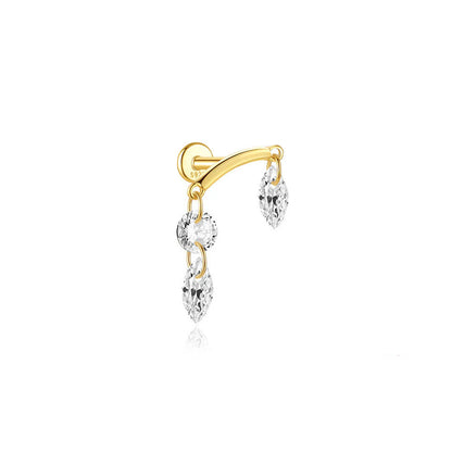 925 Sterling Silver Water Drop Flower Piercing Studs