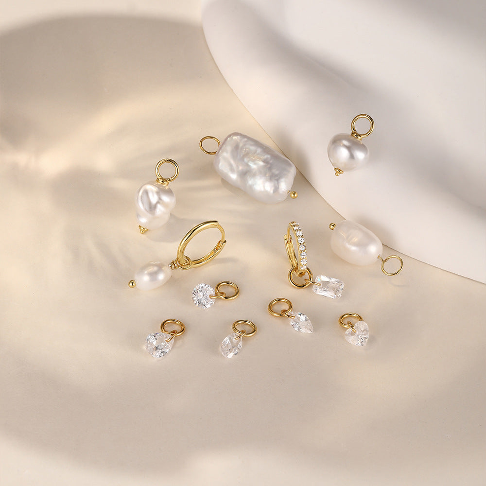 925 Sterling Silver Dangle Charm CZ & Pearl Pendants Series