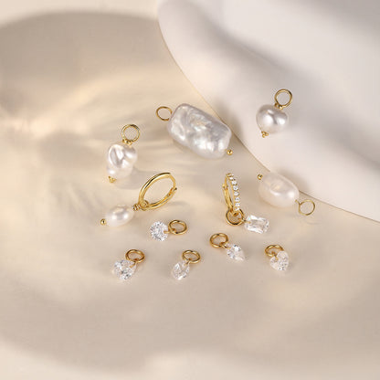 925 Sterling Silver Dangle Charm CZ & Pearl Pendants Series