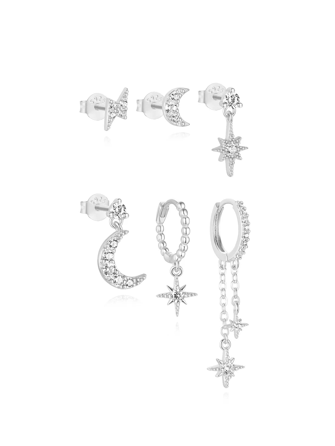 S925 Celestial Moon and Star Set
