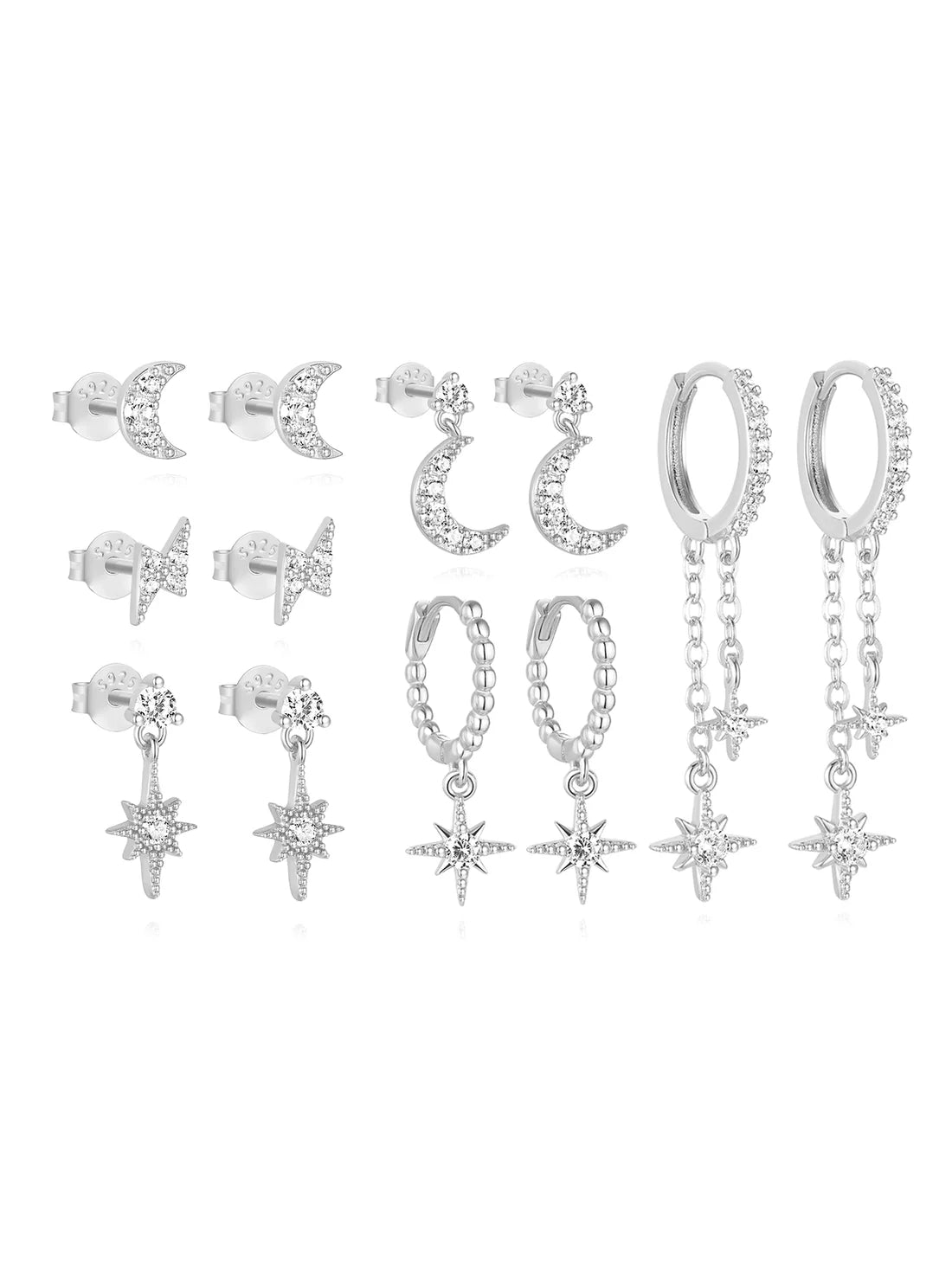 S925 Celestial Moon and Star Set