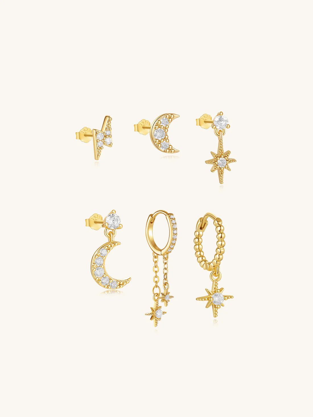 S925 Celestial Moon and Star Set