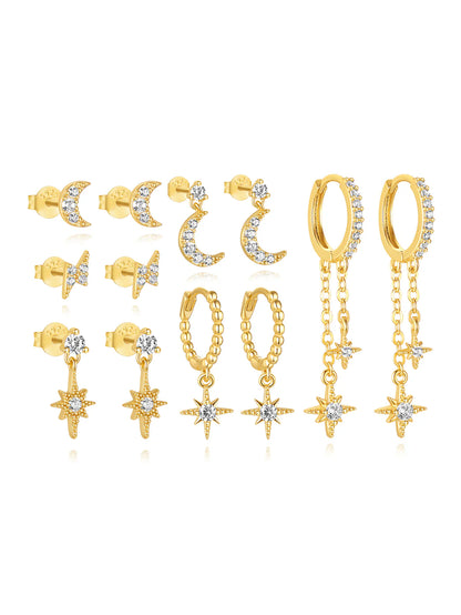 S925 Celestial Moon and Star Set
