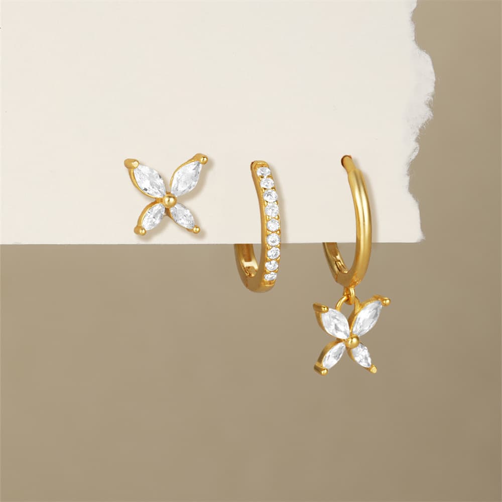 S925 Butterfly Zirconia Earrings Gift Set