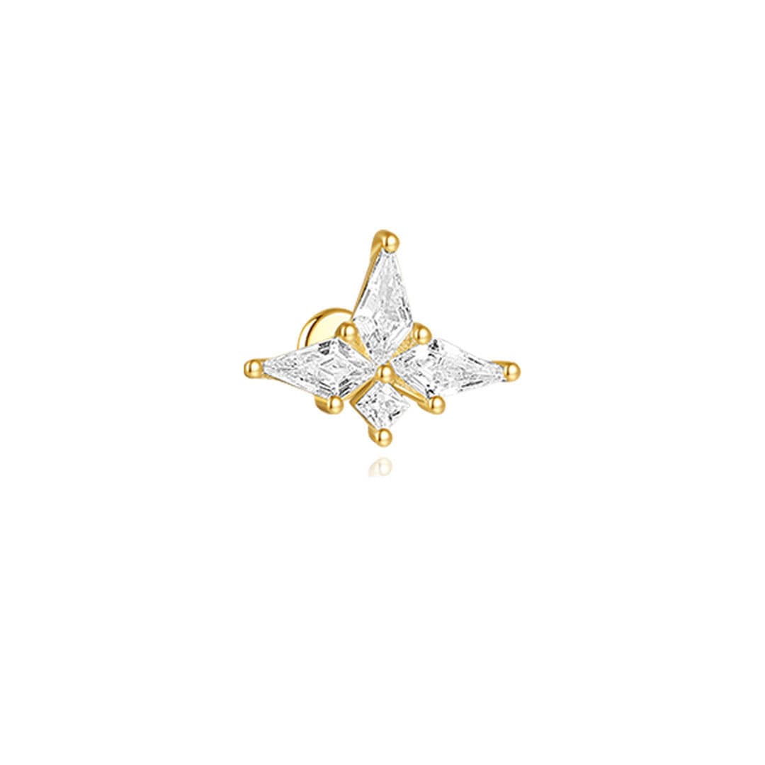 S925 Flatback Zircon Tassel Piercing Stud