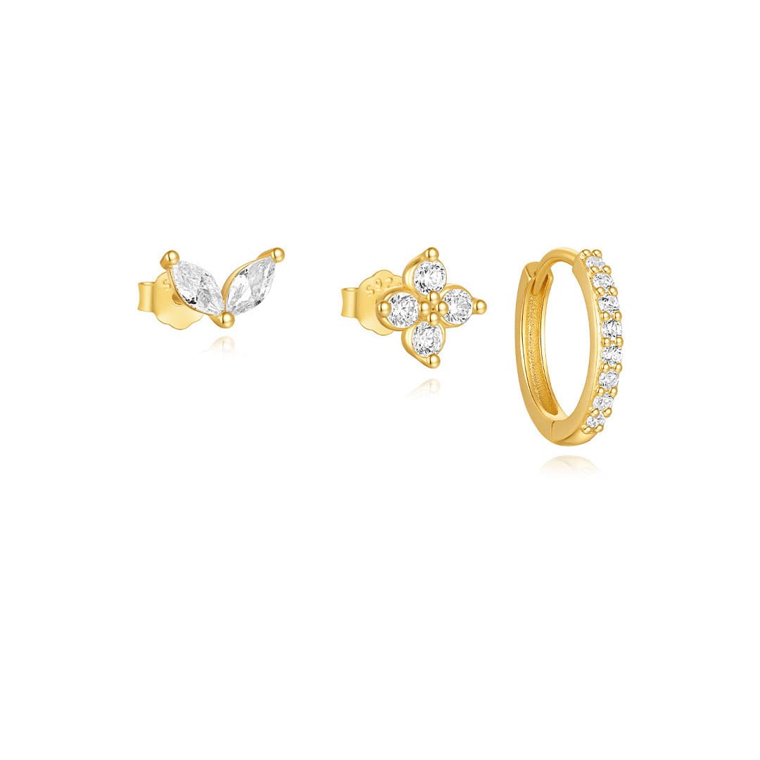 S925 Flower Zirconia Earrings Gift Set