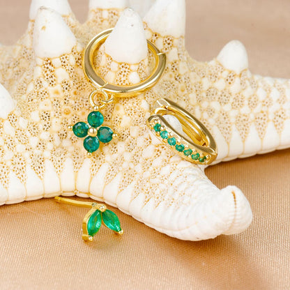 S925 Green Earring Set