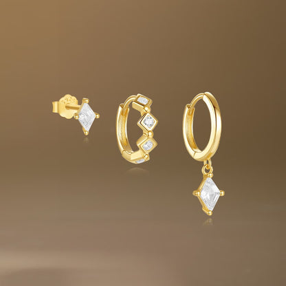 S925 Minimalist Zirconia Earrings Set