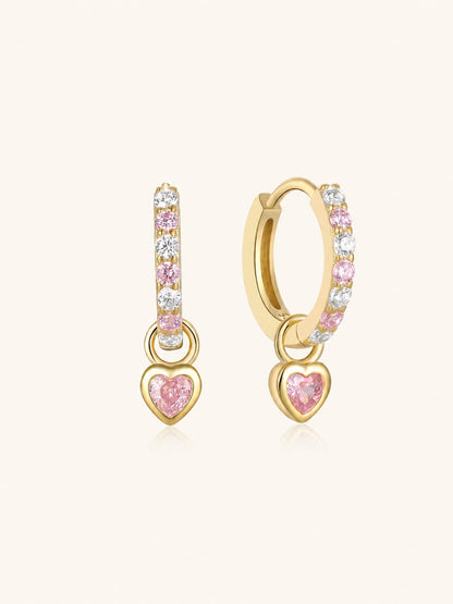 925 Romantic Heart-Shaped Zircon Pendant Earrings