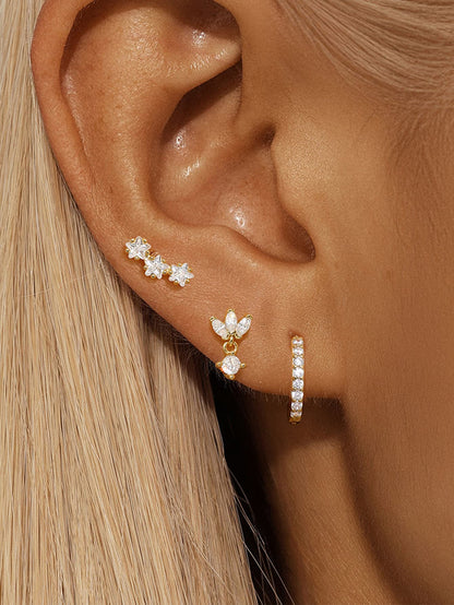 S925 Snowflake Crown Zirconia Earrings Gift Set