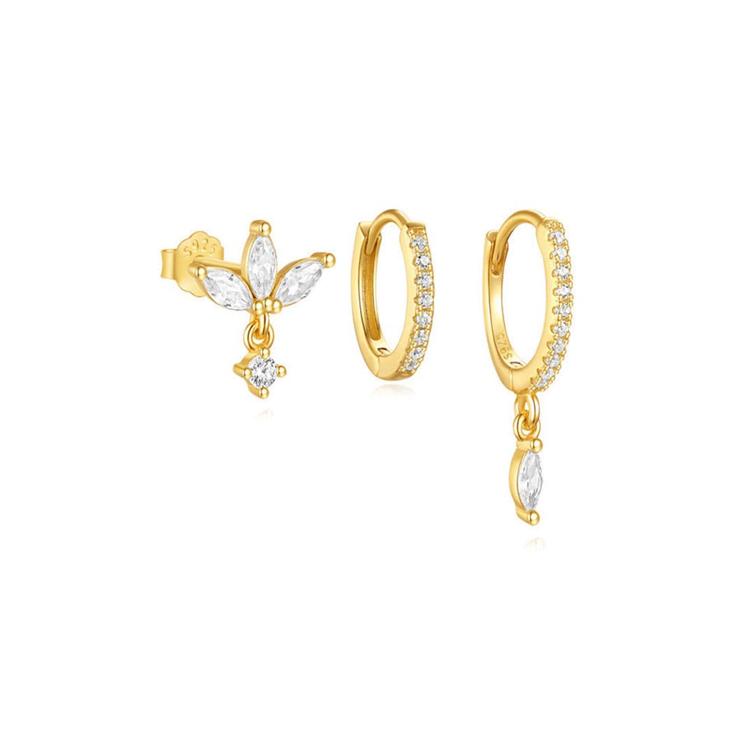 S925 Sparkling Zirconia Earring Set