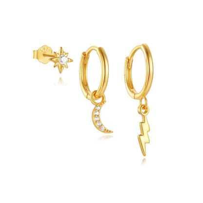 S925 Star Moon Zirconia Earrings Gift Set