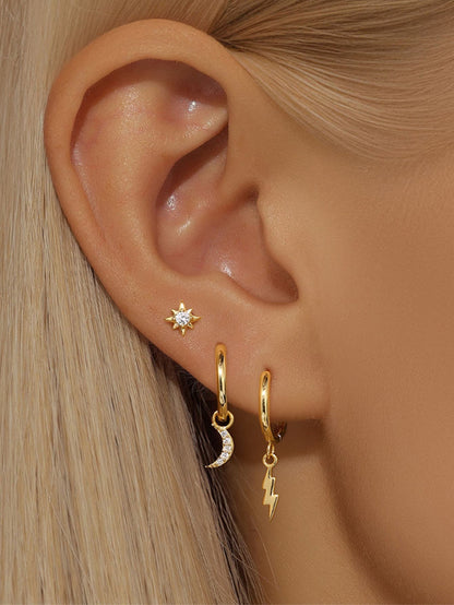 S925 Star Moon Zirconia Earrings Gift Set