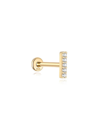S925 Sterling Silver Bar Ear Piercing Stud