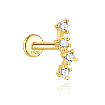 S925 Sterling Silver Butterfly & Star Flatback Threaded Piercing Stud