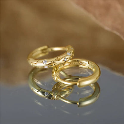 S925 Sterling Silver Celestial Star Huggie Earrings