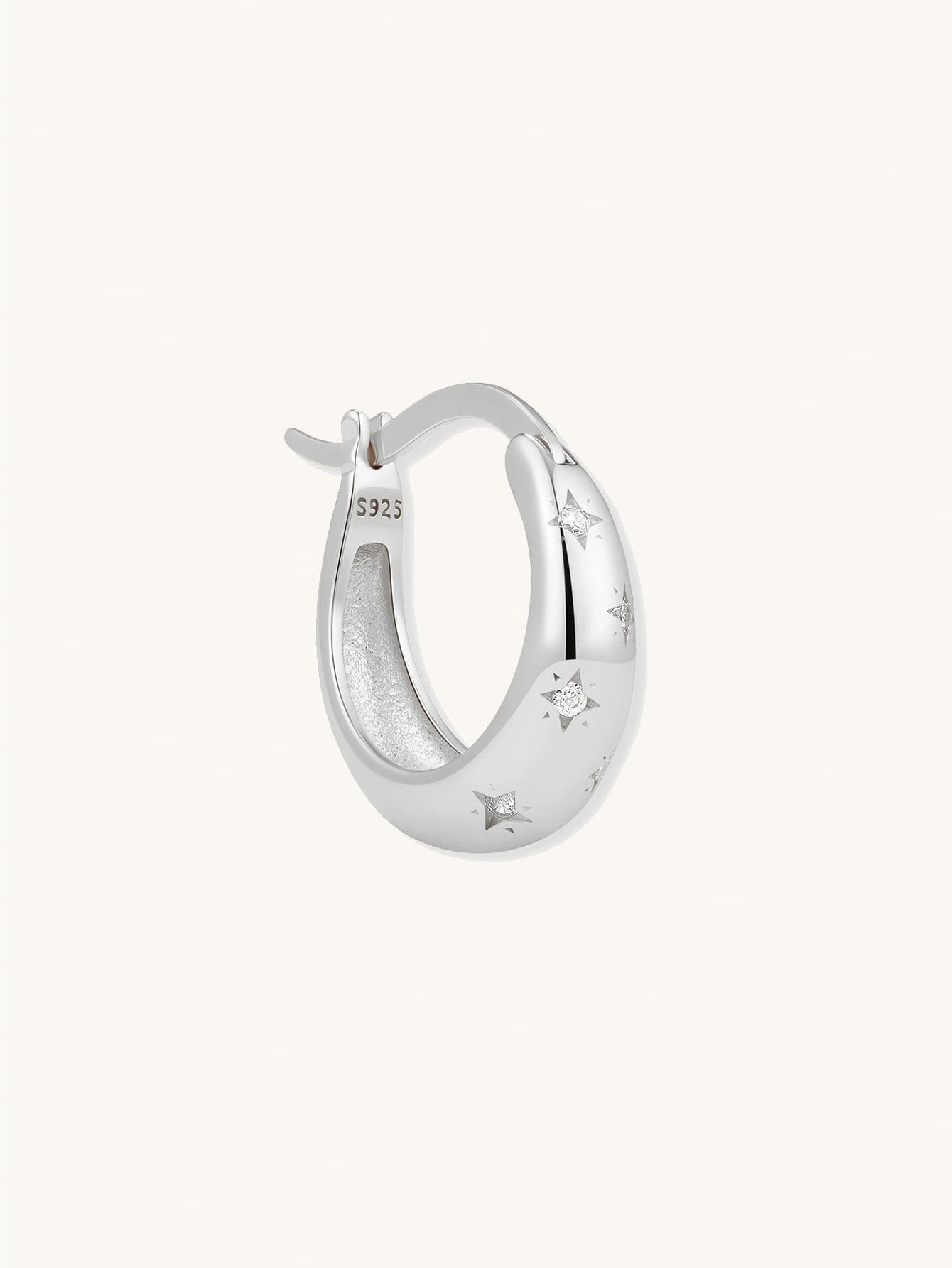 S925 Sterling Silver Celestial Star Tapered Hoops