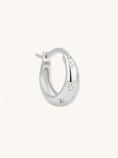S925 Sterling Silver Celestial Star Tapered Hoops
