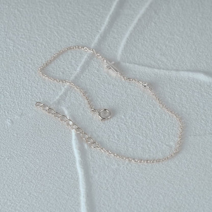 S925 Sterling Silver Cross Single CZ Women's Bracelet