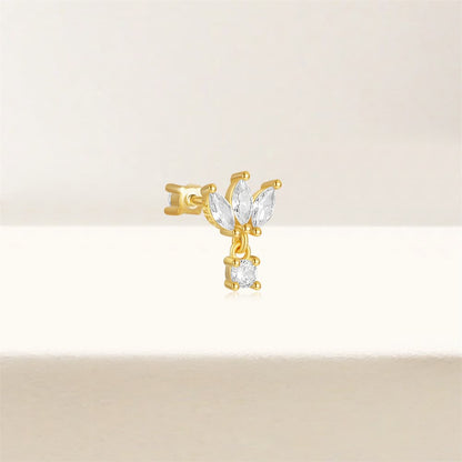 S925 Sterling Silver Crown Flat Back Ear Piercing Stud