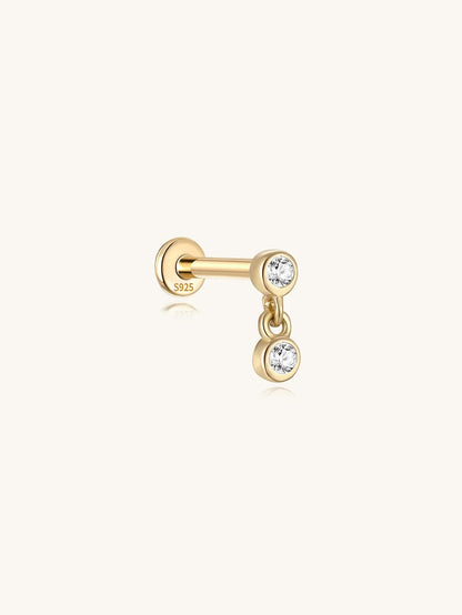 S925 Sterling Silver Dangle Zircon Ear Piercing Stud