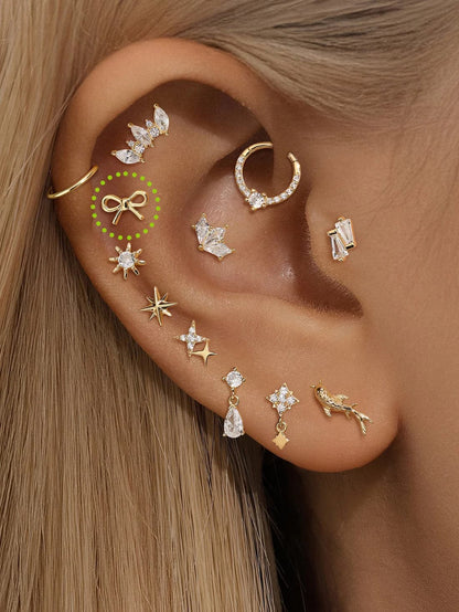 S925 Sterling Silver Everyday Bow Ear Piercing Stud