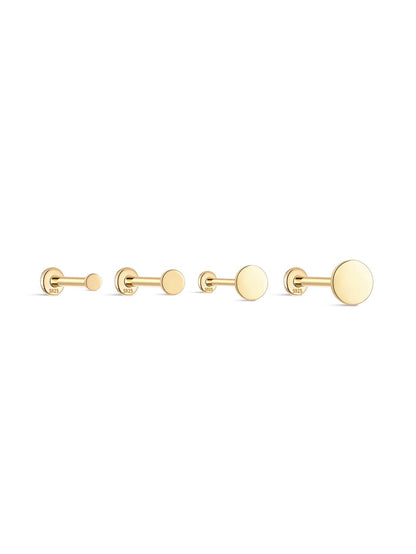 S925 Sterling Silver Flat Disc Threaded Ear Piercing Stud