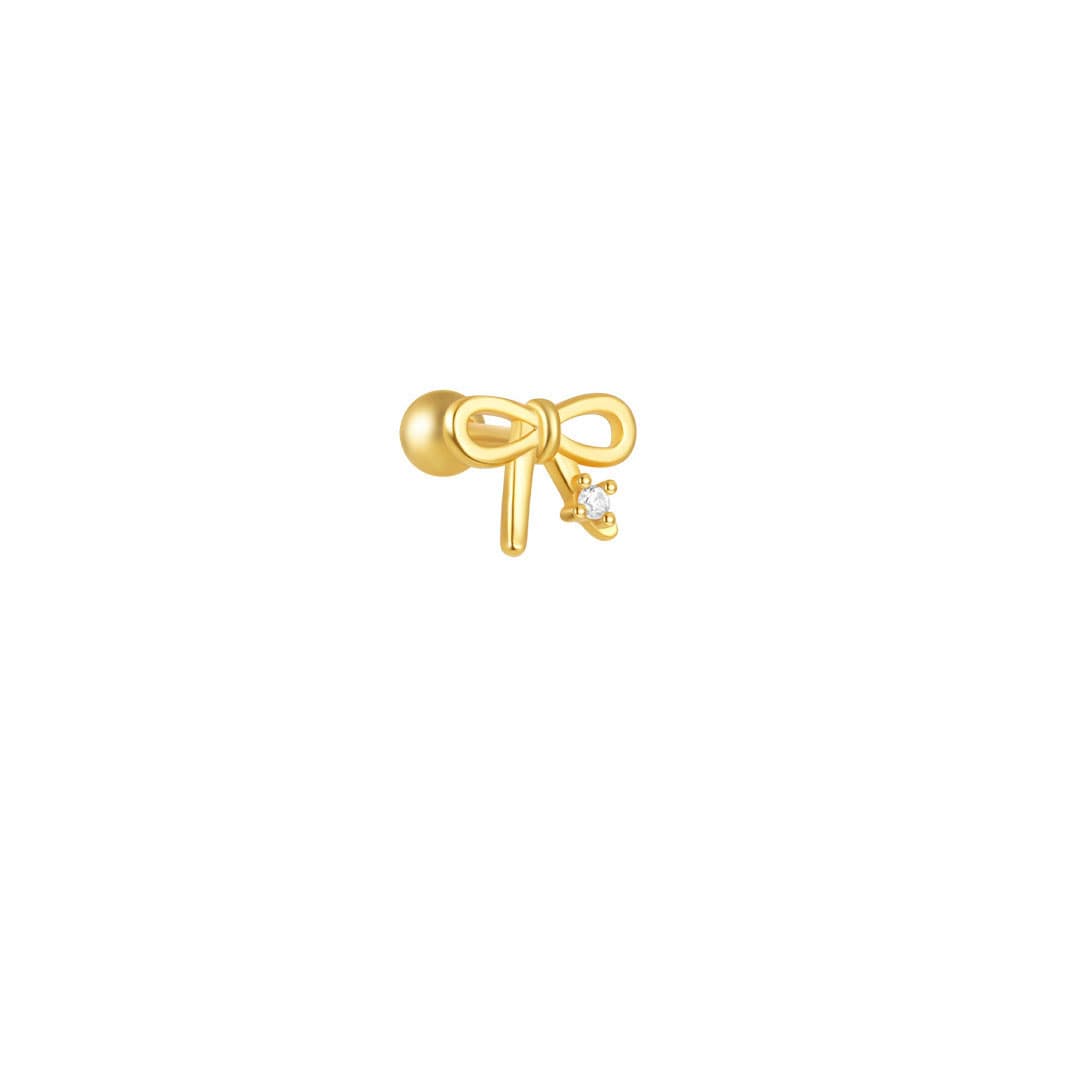S925 Sterling Silver Floral Bow Piercing Stud Earring