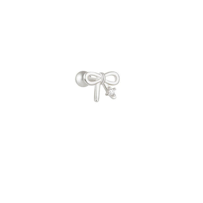 S925 Sterling Silver Floral Bow Piercing Stud Earring