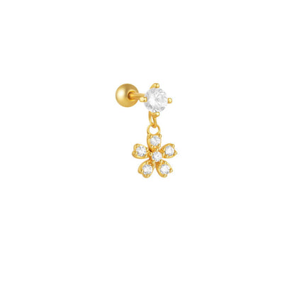 S925 Sterling Silver Floral Bow Piercing Stud Earring