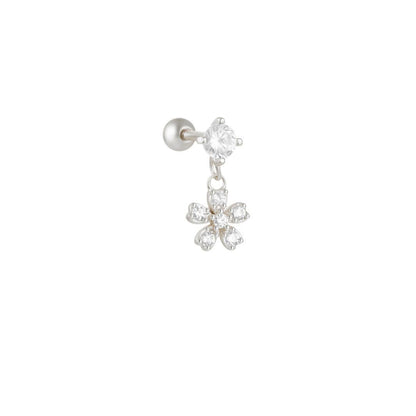 S925 Sterling Silver Floral Bow Piercing Stud Earring