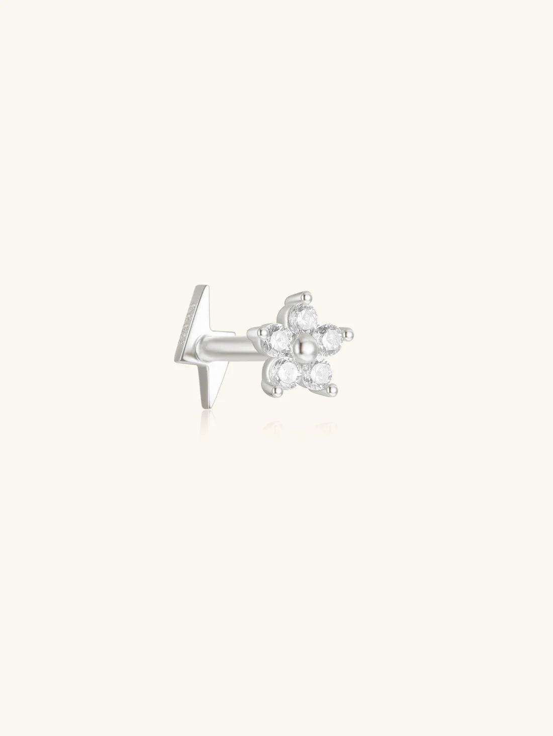 S925 Sterling Silver Flower Reversible Wear Piercing Stud
