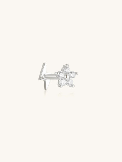 S925 Sterling Silver Flower Reversible Wear Piercing Stud