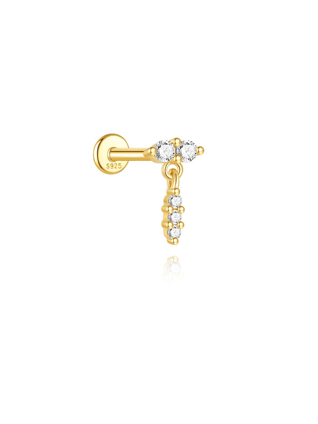 S925 Sterling Silver Flower Woodpecker Flatback Piercing Stud