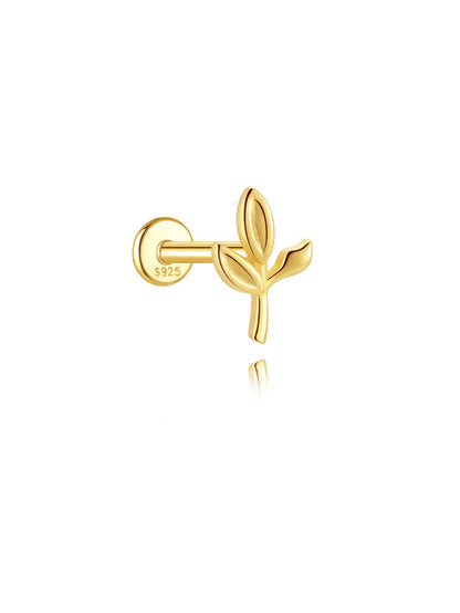 S925 Sterling Silver Flower Woodpecker Flatback Piercing Stud