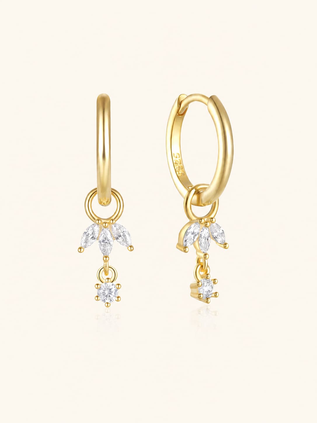 925 Sterling Silver Flower Zircon Pendant Earrings