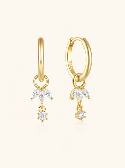 925 Sterling Silver Flower Zircon Pendant Earrings